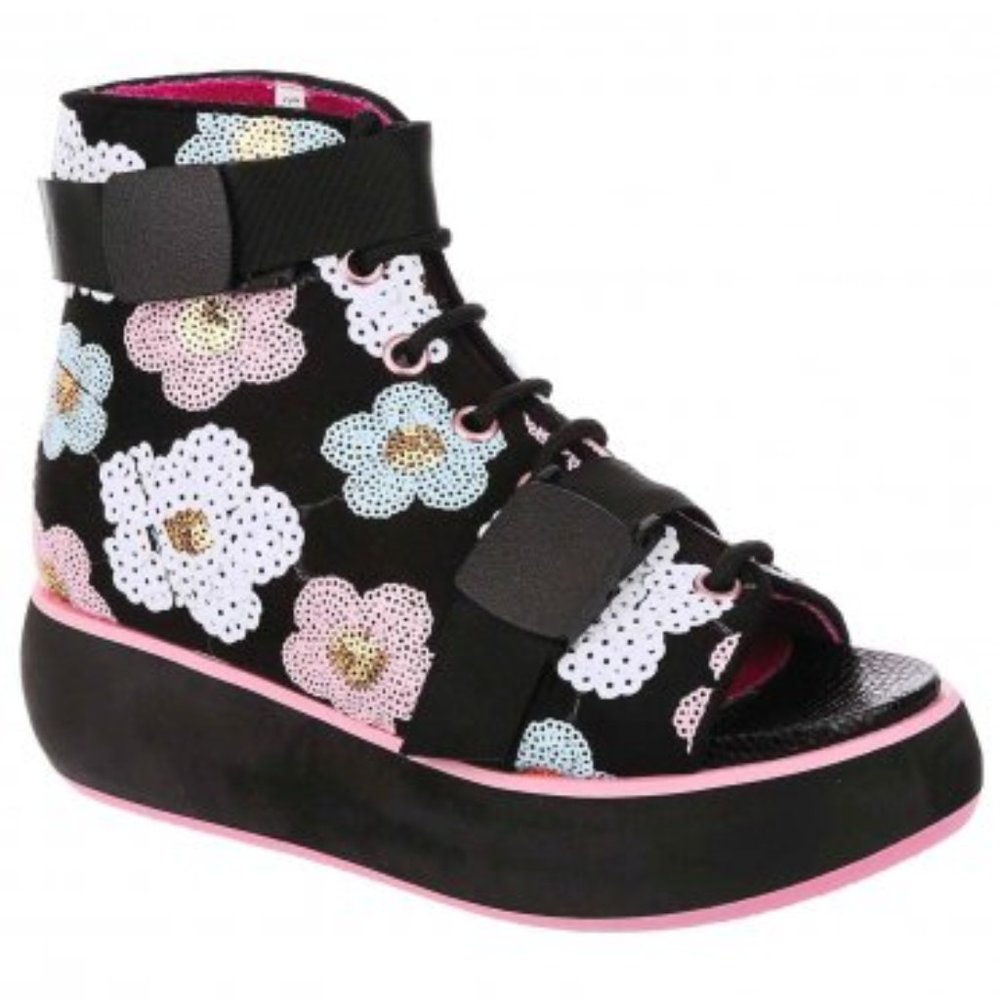 Irregular Choice brand-new unworn in box "Buttercup Buckle" open-toe Flatform